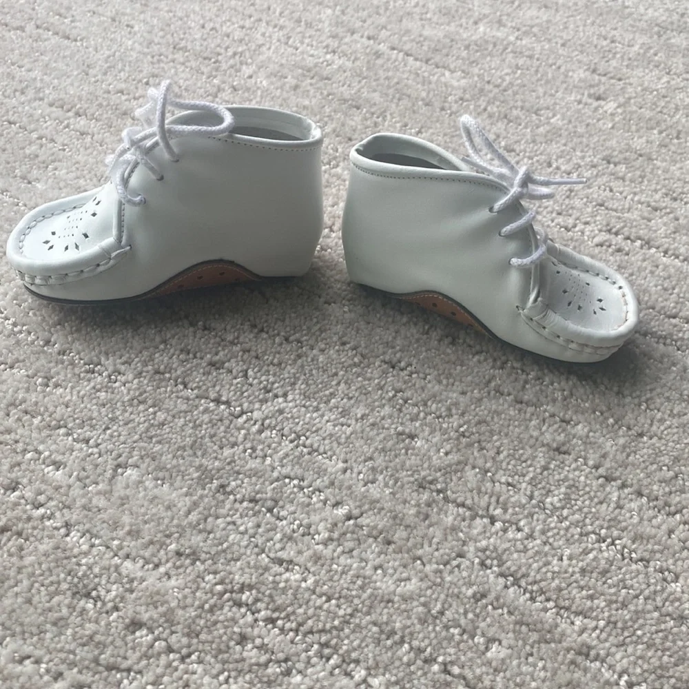 Infant White Faux Leather Vintage Inspired Shoes